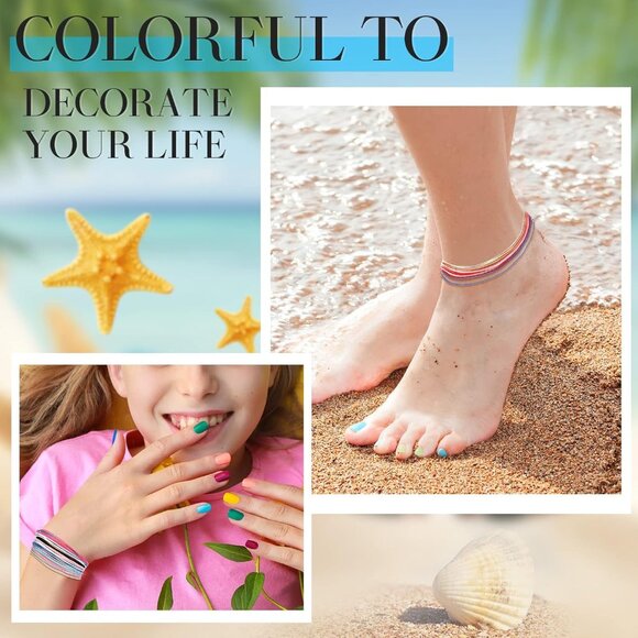 50 Pcs Beach String Friendship Bracelets Waterproof Handmade Cord Multi Color - Picture 7 of 8